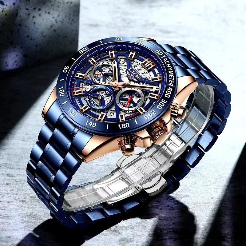 2024 New Men Watch Top Brand Luxury Hollow Watch Men Waterproof Sport Quartz Chronograph Wrist Watch Man Relogio Masculino