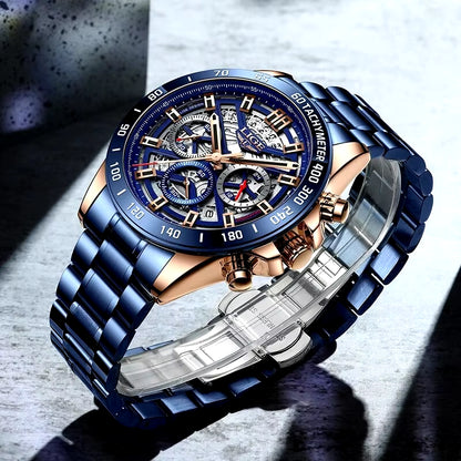 2024 New Men Watch Top Brand Luxury Hollow Watch Men Waterproof Sport Quartz Chronograph Wrist Watch Man Relogio Masculino