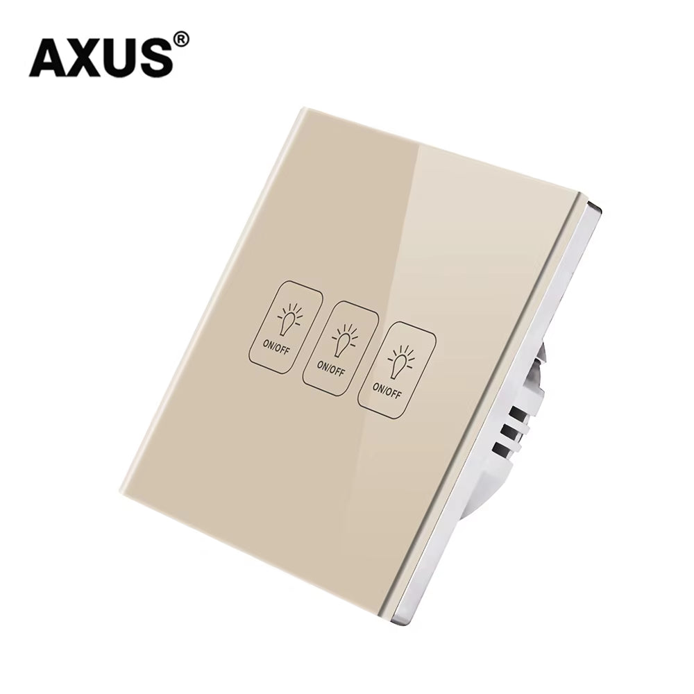 AC110-220V Touch Switch EU Standard White Crystal Glass Panel Light Sensory Switch Wall Lamp Touch Switches LED Backlight