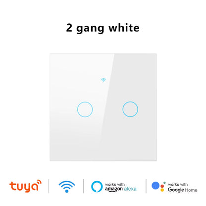 Tuya Wifi Smart Touch Light EU Switch Wireless Remote LED Light Switches No Neutral Wire Required 1-4 Gang Alexa Google Home