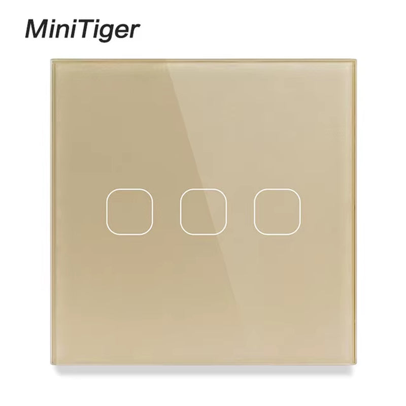 Touch Switch EU/UK Standard White Crystal Glass Panel Touch Switch, AC220V,1/2/3 Gang 1 Way, EU Light Wall Touch Screen Switch