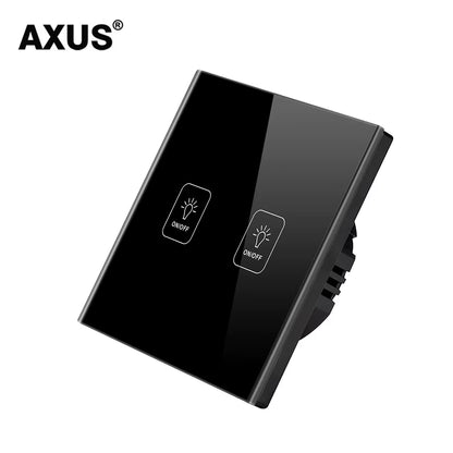 AC110-220V Touch Switch EU Standard White Crystal Glass Panel Light Sensory Switch Wall Lamp Touch Switches LED Backlight