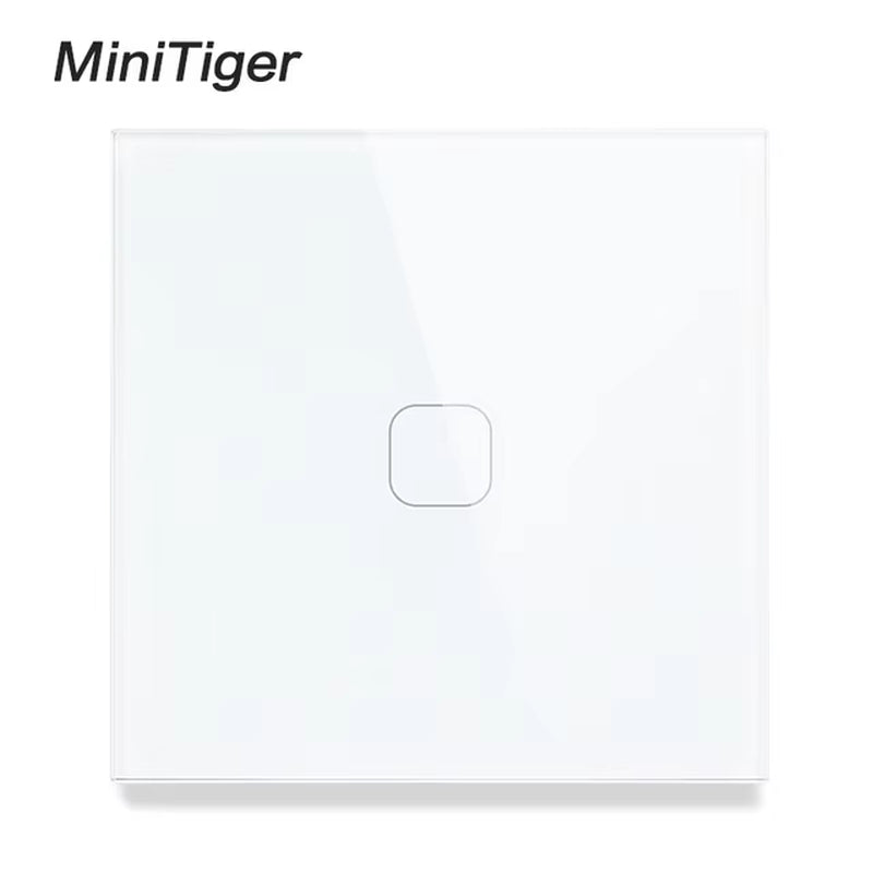 Touch Switch EU/UK Standard White Crystal Glass Panel Touch Switch, AC220V,1/2/3 Gang 1 Way, EU Light Wall Touch Screen Switch
