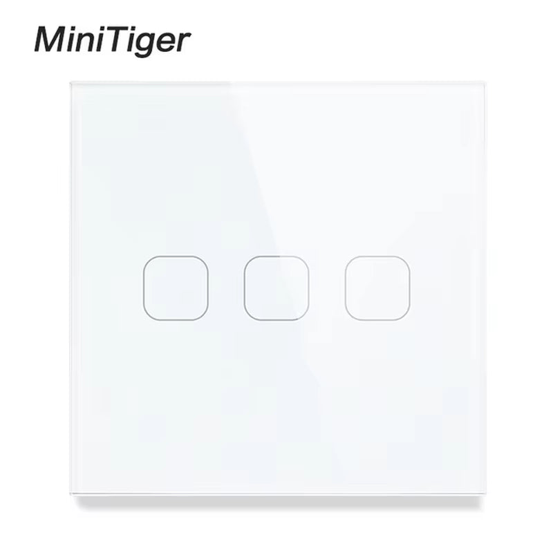 Touch Switch EU/UK Standard White Crystal Glass Panel Touch Switch, AC220V,1/2/3 Gang 1 Way, EU Light Wall Touch Screen Switch