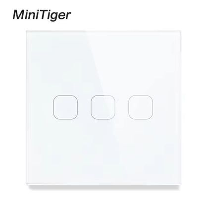 Touch Switch EU/UK Standard White Crystal Glass Panel Touch Switch, AC220V,1/2/3 Gang 1 Way, EU Light Wall Touch Screen Switch