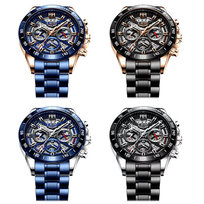 2024 New Men Watch Top Brand Luxury Hollow Watch Men Waterproof Sport Quartz Chronograph Wrist Watch Man Relogio Masculino