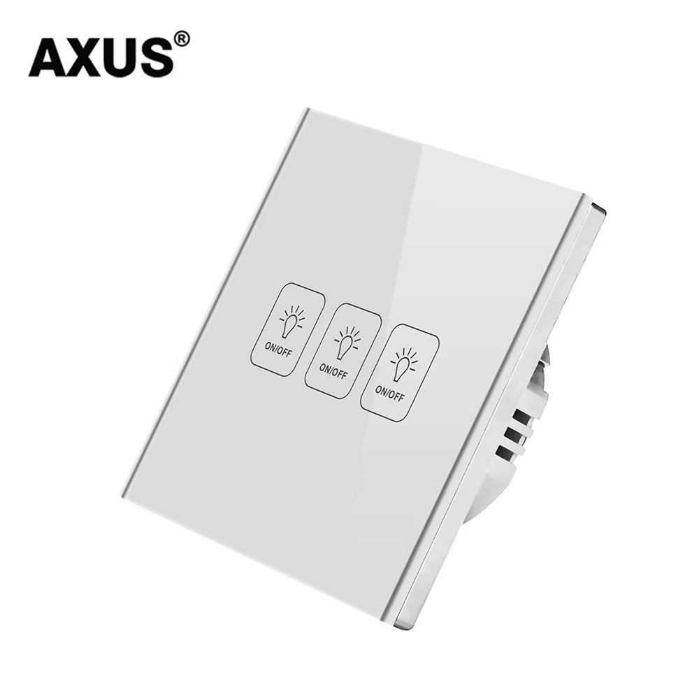 AC110-220V Touch Switch EU Standard White Crystal Glass Panel Light Sensory Switch Wall Lamp Touch Switches LED Backlight