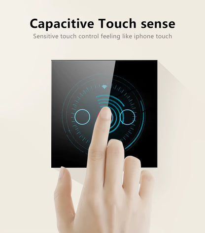 Tuya Wifi Smart Touch Light EU Switch Wireless Remote LED Light Switches No Neutral Wire Required 1-4 Gang Alexa Google Home