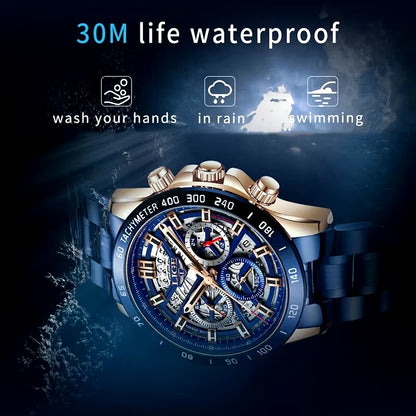 2024 New Men Watch Top Brand Luxury Hollow Watch Men Waterproof Sport Quartz Chronograph Wrist Watch Man Relogio Masculino
