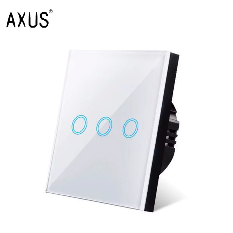 AC110-220V Touch Switch EU Standard White Crystal Glass Panel Light Sensory Switch Wall Lamp Touch Switches LED Backlight