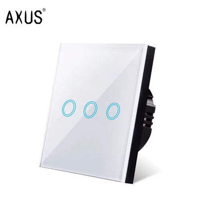 AC110-220V Touch Switch EU Standard White Crystal Glass Panel Light Sensory Switch Wall Lamp Touch Switches LED Backlight