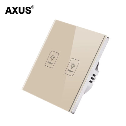 AC110-220V Touch Switch EU Standard White Crystal Glass Panel Light Sensory Switch Wall Lamp Touch Switches LED Backlight